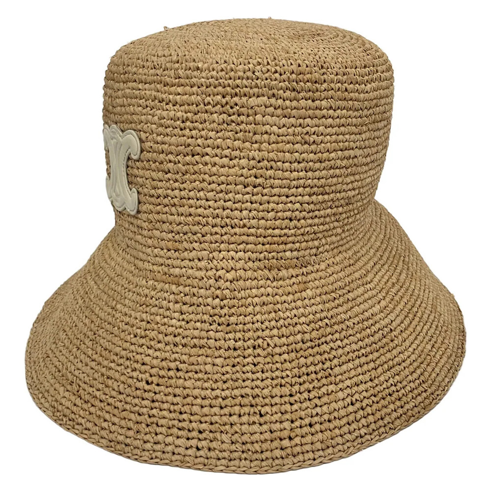 Celine Triomphe Bucket Hat Beige Raffia #332724C67B